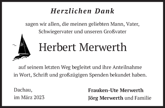 Traueranzeige von Herbert Merwerth von Süddeutsche Zeitung