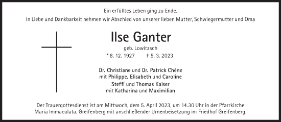 Traueranzeige von Ilse Ganter von Süddeutsche Zeitung