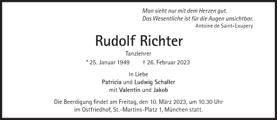Traueranzeige von Rudolf Richter von Süddeutsche Zeitung