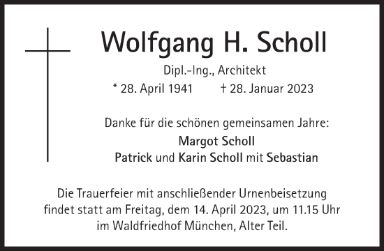 Traueranzeige von Wolfgang H. Scholl von Süddeutsche Zeitung