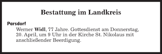 Traueranzeige von Bestattungen vom 20.04.2023 von Süddeutsche Zeitung