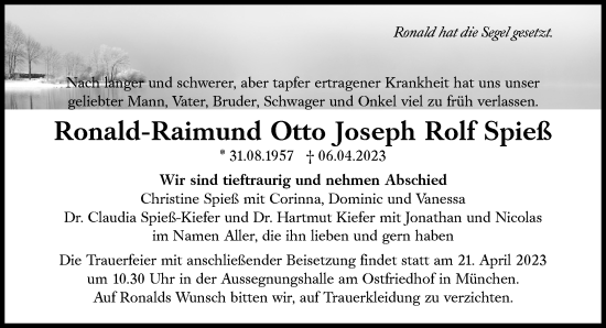 Traueranzeige von Ronald-Raimund Spieß von Süddeutsche Zeitung