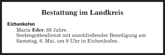 Traueranzeige von Bestattungen vom 06.05.2023 von Süddeutsche Zeitung