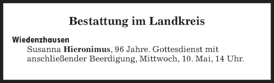 Traueranzeige von Bestattungen vom 10.05.2023 von Süddeutsche Zeitung