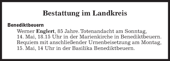 Traueranzeige von Bestattungen vom 13.05.2023 von Süddeutsche Zeitung