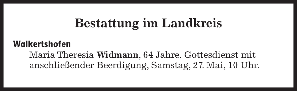  Traueranzeige für Bestattungen vom 27.05.2023 vom 27.05.2023 aus Süddeutsche Zeitung