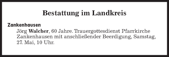 Traueranzeige von Bestattungen vom 27.05.2023 von Süddeutsche Zeitung