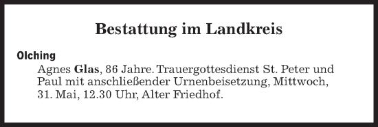 Traueranzeige von Bestattungen vom 31.05.2023 von Süddeutsche Zeitung