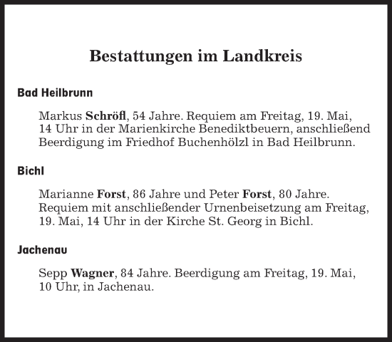 Traueranzeige von Bestattungskalender vom 19.05.2023 von Süddeutsche Zeitung