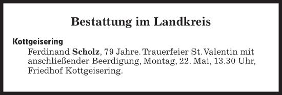 Traueranzeige von Bestattungskalender vom 22.05.2023 von Süddeutsche Zeitung