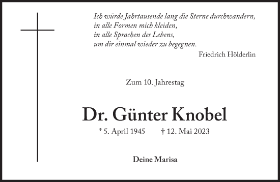 Traueranzeige von Günter Knobel von Süddeutsche Zeitung