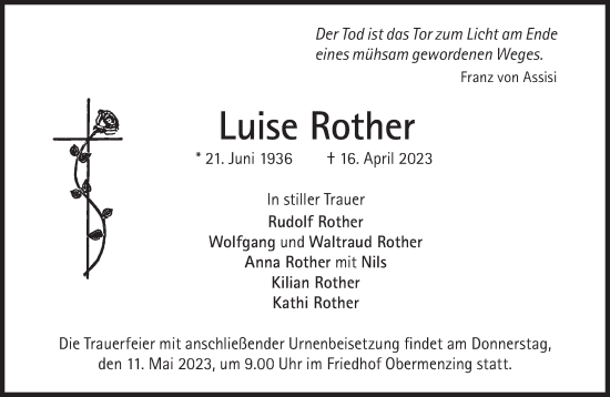 Traueranzeige von Luise Rother von Süddeutsche Zeitung