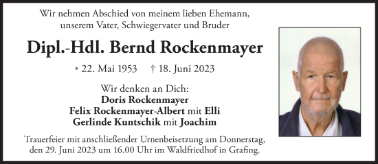 Traueranzeige von Bernd Rockenmayer von Süddeutsche Zeitung