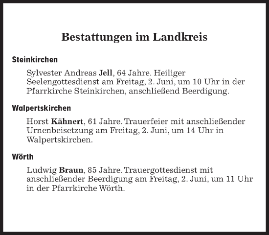 Traueranzeige von Bestattungen vom 02.06.2023 von Süddeutsche Zeitung