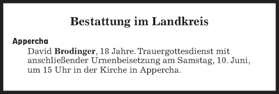 Traueranzeige von Bestattungen vom 10.06.2023 von Süddeutsche Zeitung