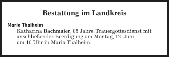 Traueranzeige von Bestattungen vom 12.06.2023 von Süddeutsche Zeitung