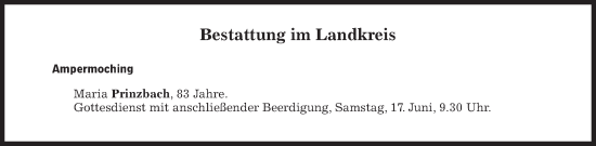 Traueranzeige von Bestattungen vom 17.06.2023 von Süddeutsche Zeitung