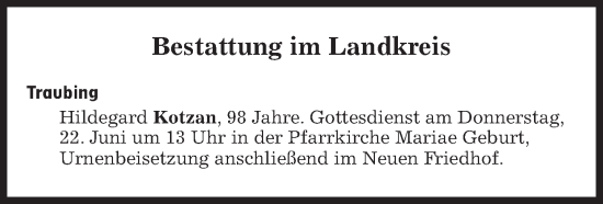 Traueranzeige von Bestattungen vom 22.06.2023 von Süddeutsche Zeitung