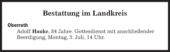 Traueranzeige von Bestattungen vom 03.07.2023 von Süddeutsche Zeitung