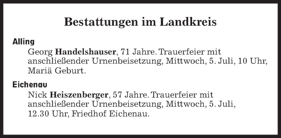 Traueranzeige von Bestattungen vom 05.07.2023 von Süddeutsche Zeitung