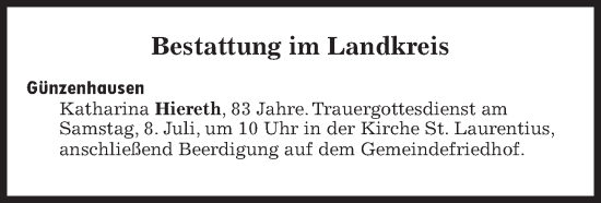 Traueranzeige von Bestattungen vom 08.07.2023 von Süddeutsche Zeitung