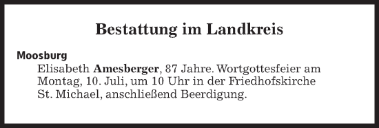 Traueranzeige von Bestattungen vom 10.07.2023 von Süddeutsche Zeitung