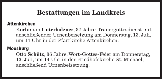 Traueranzeige von Bestattungen vom 13.07.2023 von Süddeutsche Zeitung