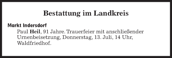 Traueranzeige von Bestattungen vom 13.07.2023 von Süddeutsche Zeitung