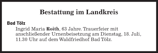 Traueranzeige von Bestattungen vom 18.07.2023 von Süddeutsche Zeitung