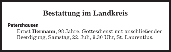 Traueranzeige von Bestattungen vom 22.07.2023 von Süddeutsche Zeitung