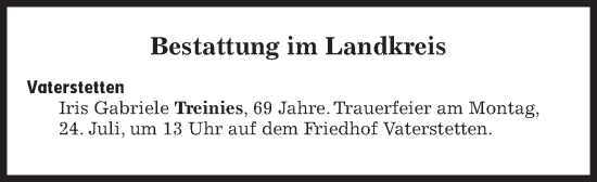 Traueranzeige von Bestattungen vom 24.07.2023 von Süddeutsche Zeitung