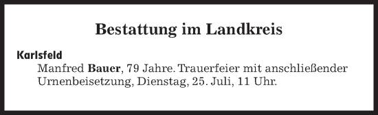 Traueranzeige von Bestattungen vom 25.07.2023 von Süddeutsche Zeitung