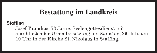 Traueranzeige von Bestattungen vom 28.07.2023 von Süddeutsche Zeitung