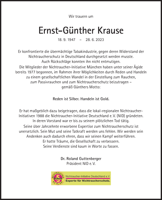 Traueranzeige von Ernst-Günther Krause von Süddeutsche Zeitung