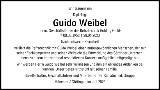 Traueranzeige von Guido Weibel von Süddeutsche Zeitung