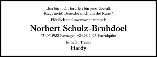 Traueranzeige von Norbert Schulz-Bruhdoel von Süddeutsche Zeitung