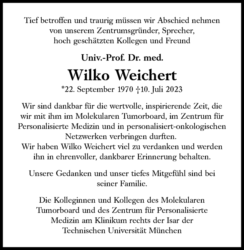  Traueranzeige für Wilko Weichert vom 15.07.2023 aus Süddeutsche Zeitung