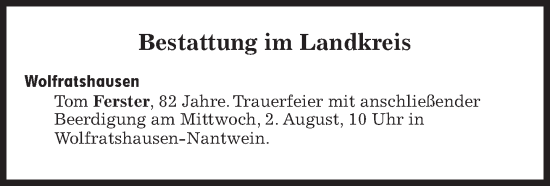 Traueranzeige von Bestattungen vom 02.08.2023 von Süddeutsche Zeitung