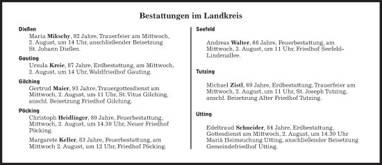 Traueranzeige von Bestattungen vom 02.08.2023 von Süddeutsche Zeitung