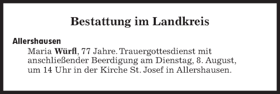 Traueranzeige von Bestattungen vom 08.08.2023 von Süddeutsche Zeitung