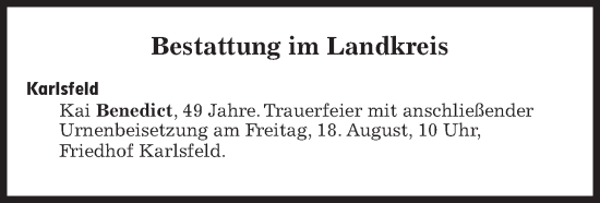 Traueranzeige von Bestattungen vom 18.08.2023 von Süddeutsche Zeitung