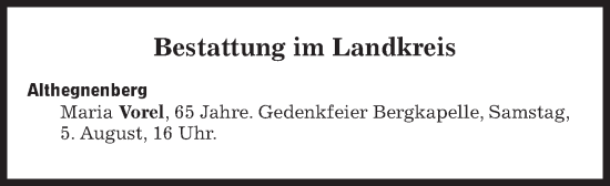 Traueranzeige von Bestattungskalender vom 05.08.2023 von Süddeutsche Zeitung