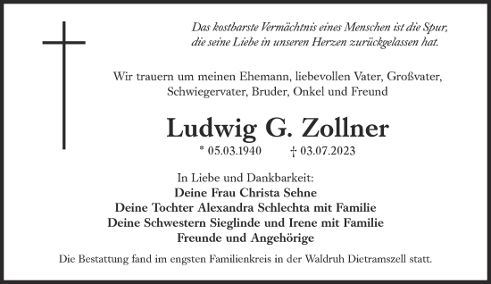 Traueranzeige von Ludwig G. Zollner von Süddeutsche Zeitung