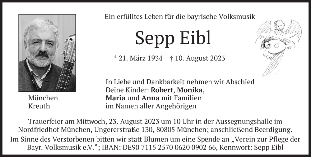  Traueranzeige für Sepp Eibl vom 18.08.2023 aus Süddeutsche Zeitung