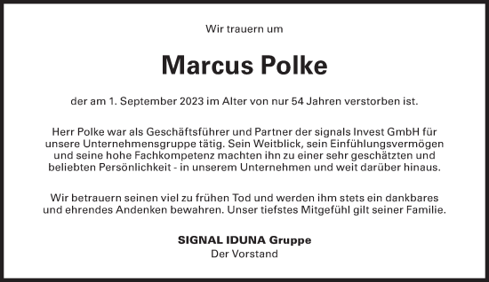 Traueranzeige von Marcus Polke von Süddeutsche Zeitung