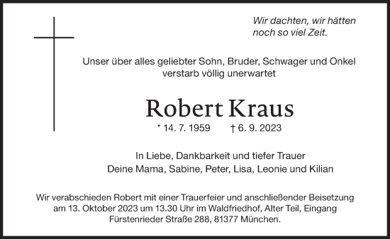 Traueranzeige von Robert Kraus von Süddeutsche Zeitung