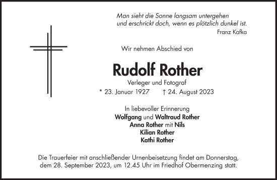 Traueranzeige von Rudolf Rother von Süddeutsche Zeitung