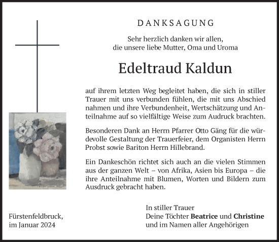 Traueranzeige von Edeltraud Kaldun von Süddeutsche Zeitung