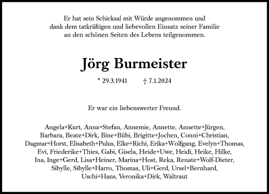 Traueranzeige von Jörg Burmeister von Süddeutsche Zeitung