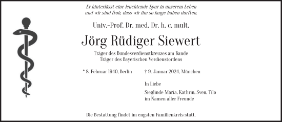 Traueranzeige von Jörg Rüdiger Siewert von Süddeutsche Zeitung